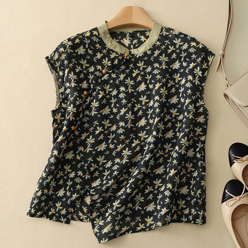 Floral Print Linen Top