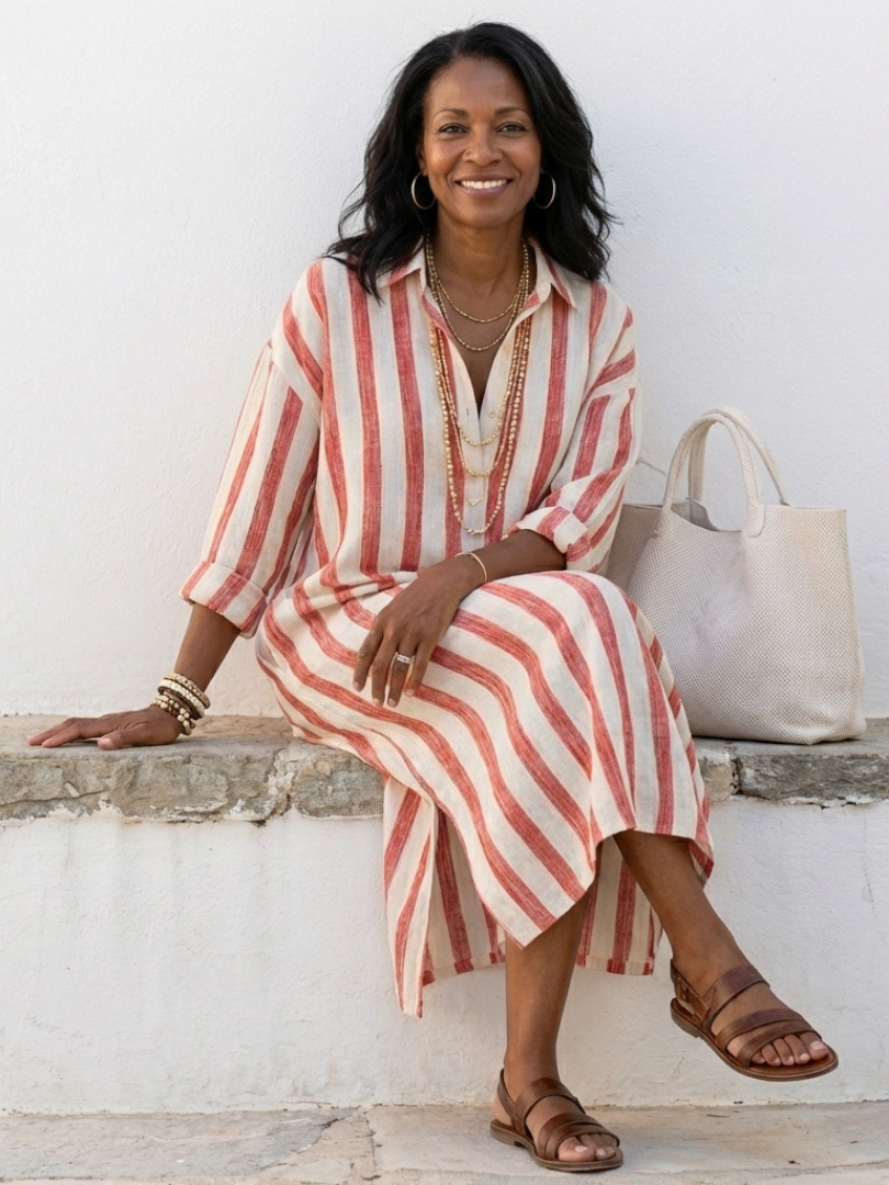 Naomi — Striped Shirt Dress