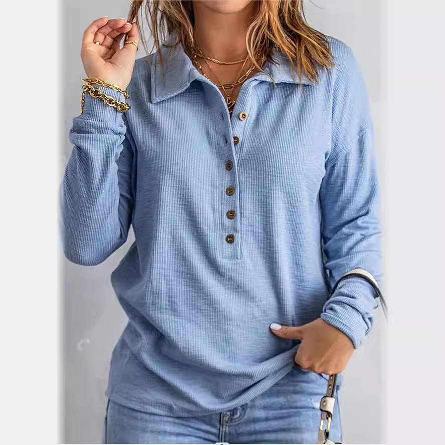 Sabine — Ribbed Buttoned Top