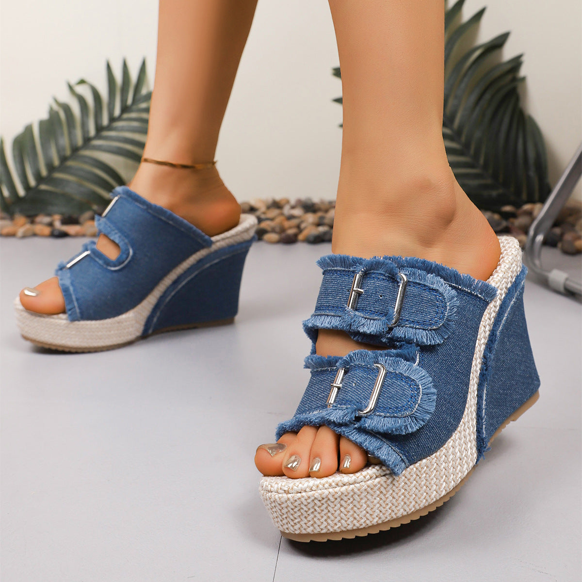 Fray Edge Wedge Sandals