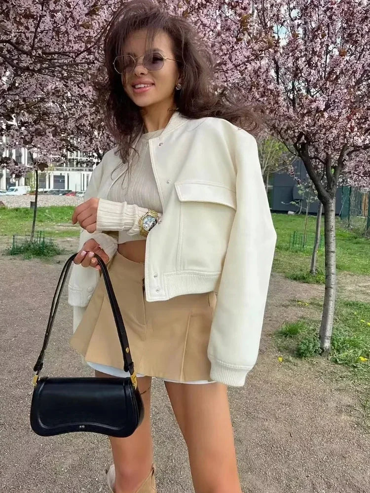 Casual Bomber Jacket with Pockets