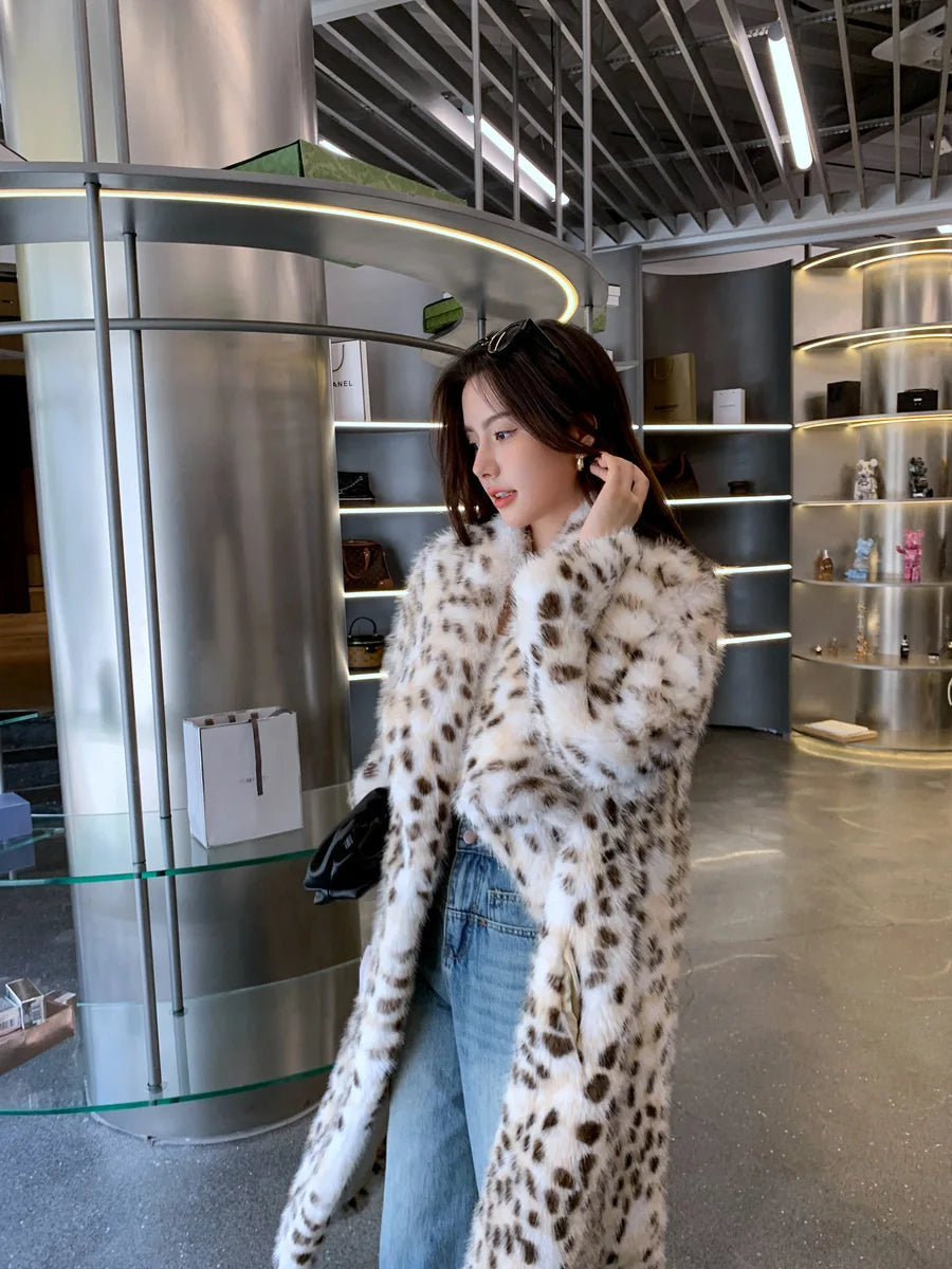 Leopard Print Faux Fur Coat