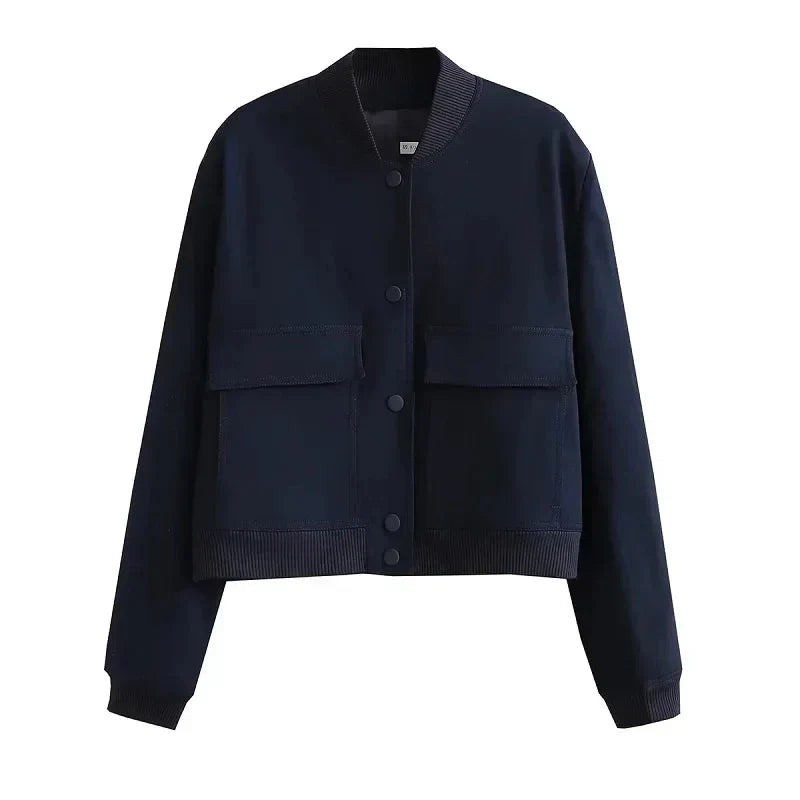 Casual Bomber Jacket with Pockets