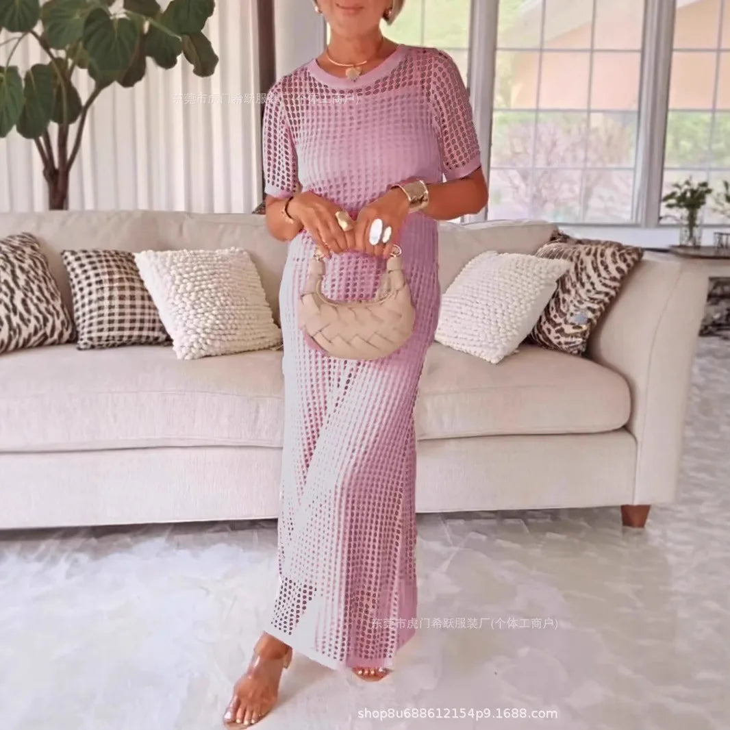 Elegant V-Neck Lace Long Sleeve Maxi Dress