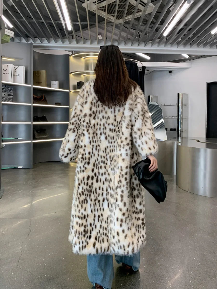 Leopard Print Faux Fur Coat