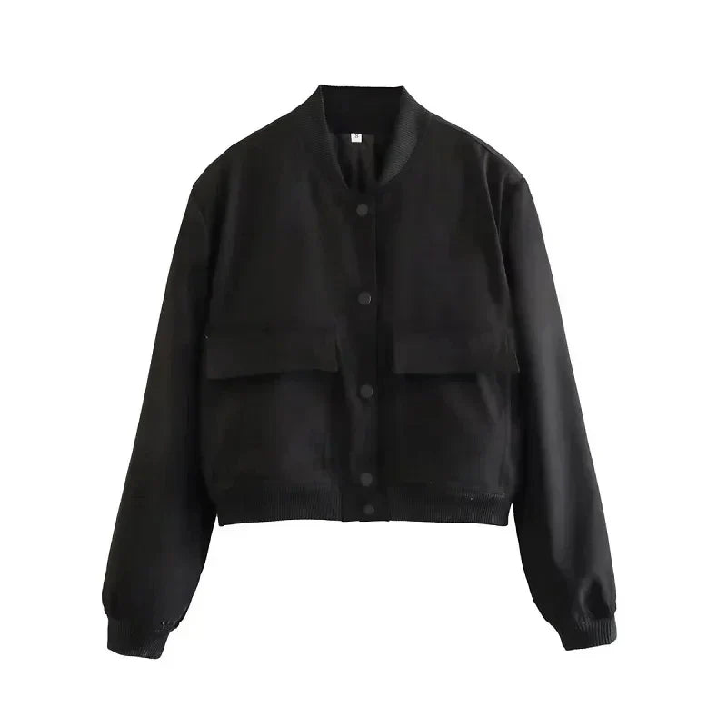 Casual Bomber Jacket with Pockets