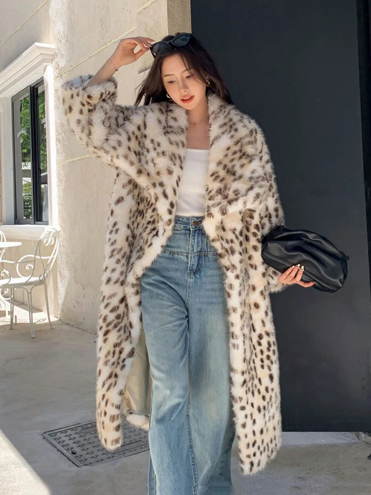 Leopard Print Faux Fur Coat