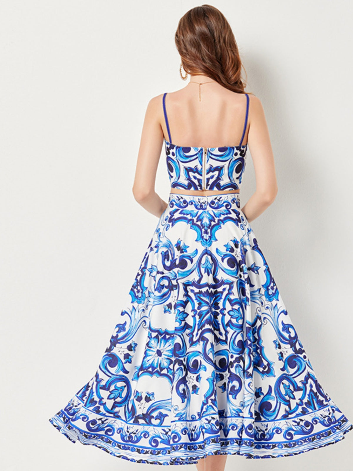 Printed Beach Midi Skirt and Tube Top Set