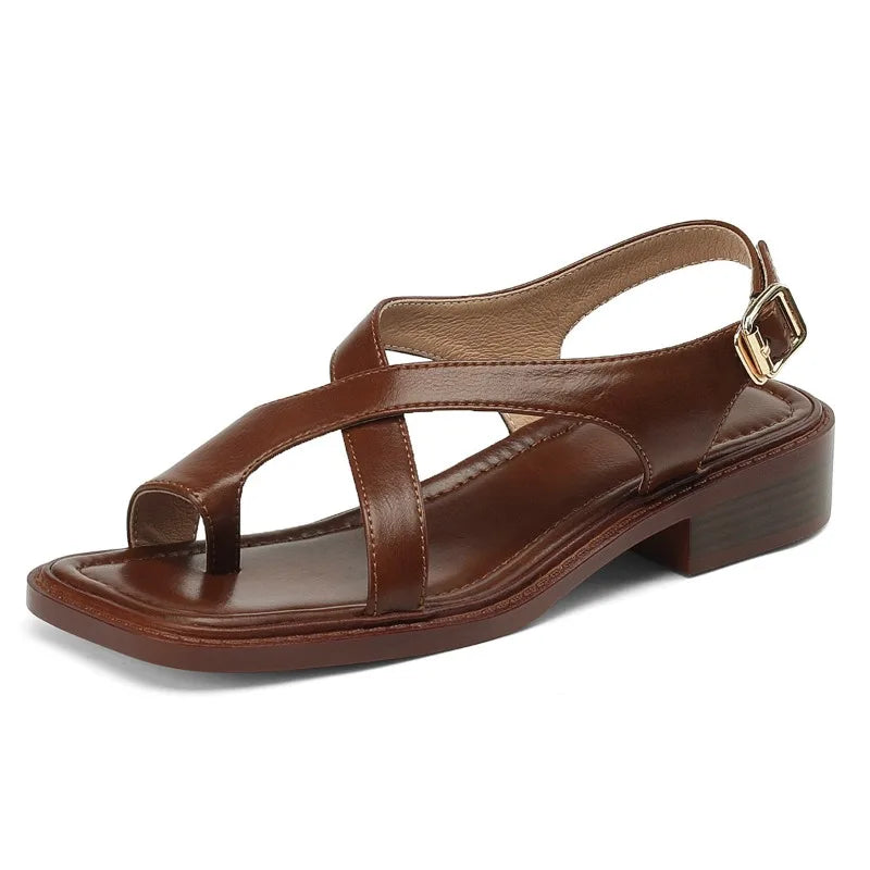 Italian Leather Cross Strap Sandals