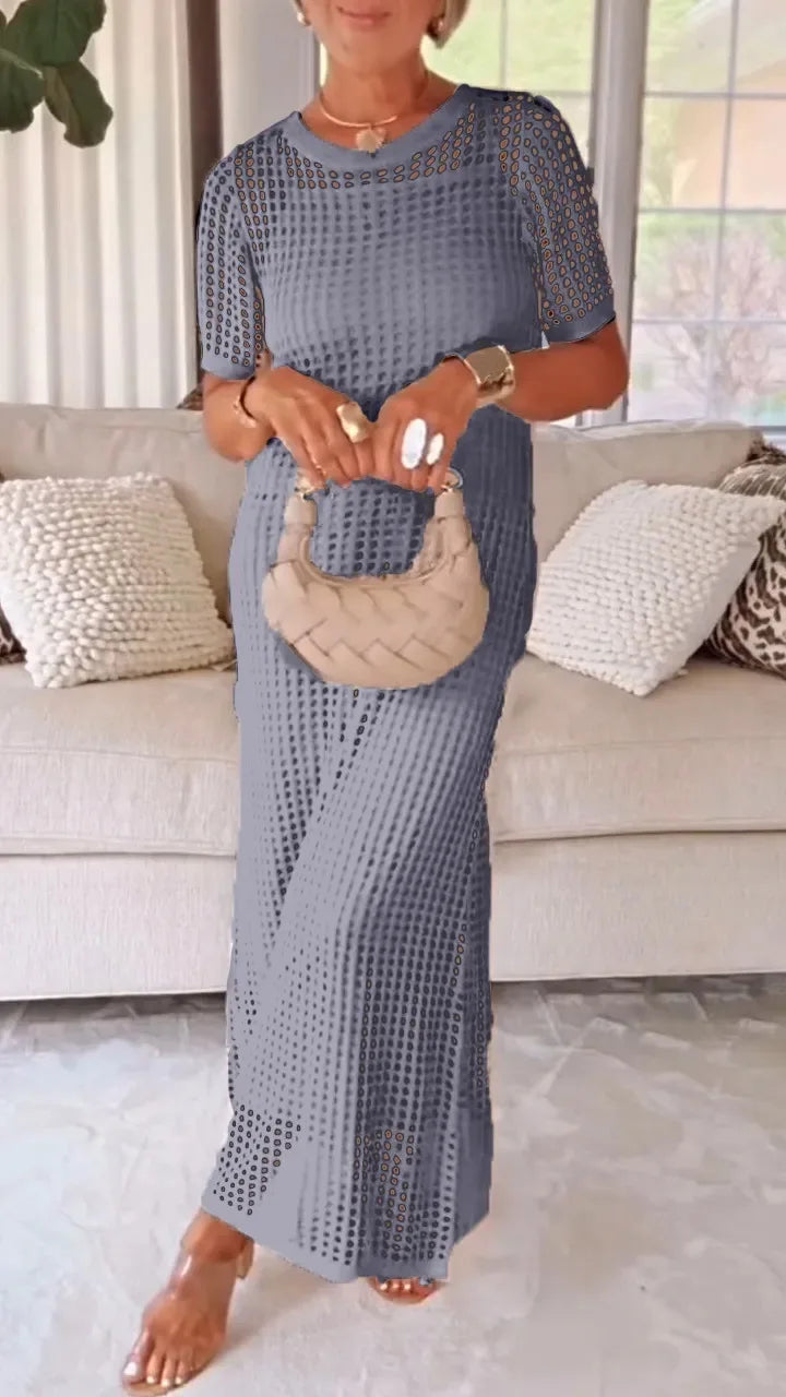Elegant V-Neck Lace Long Sleeve Maxi Dress