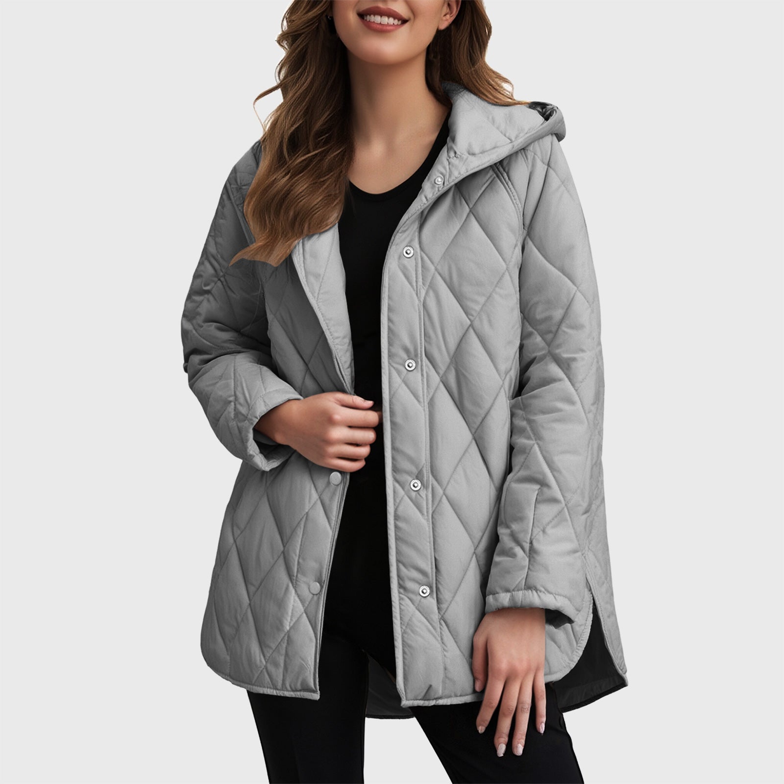 Check-Hood Casual Coat