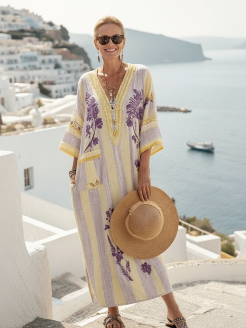 Aurelia — Striped Floral Maxi Dress