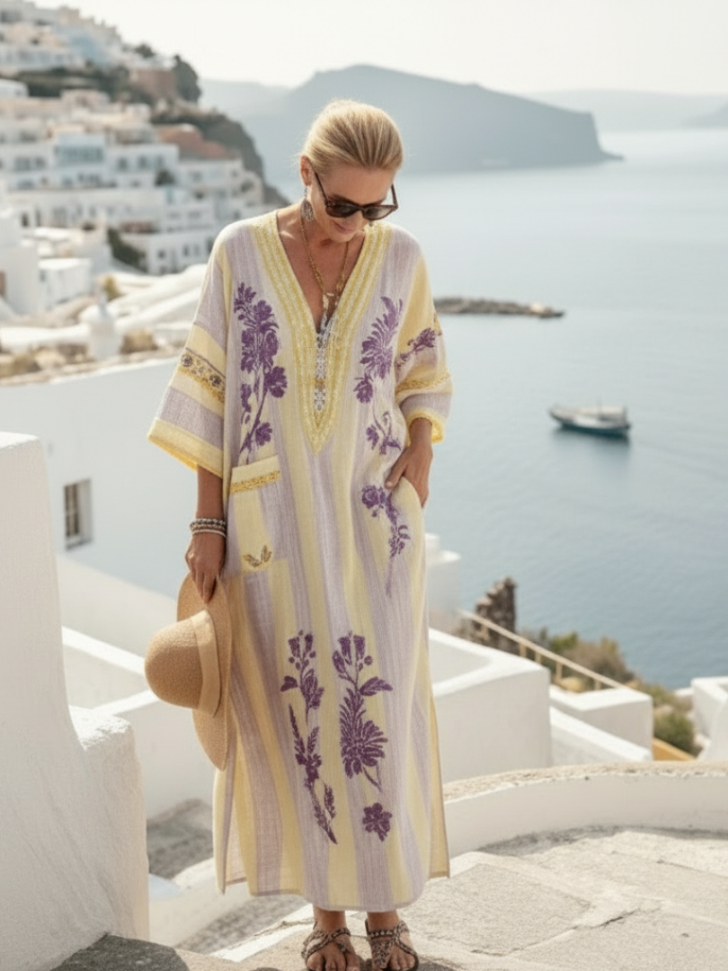 Aurelia — Striped Floral Maxi Dress