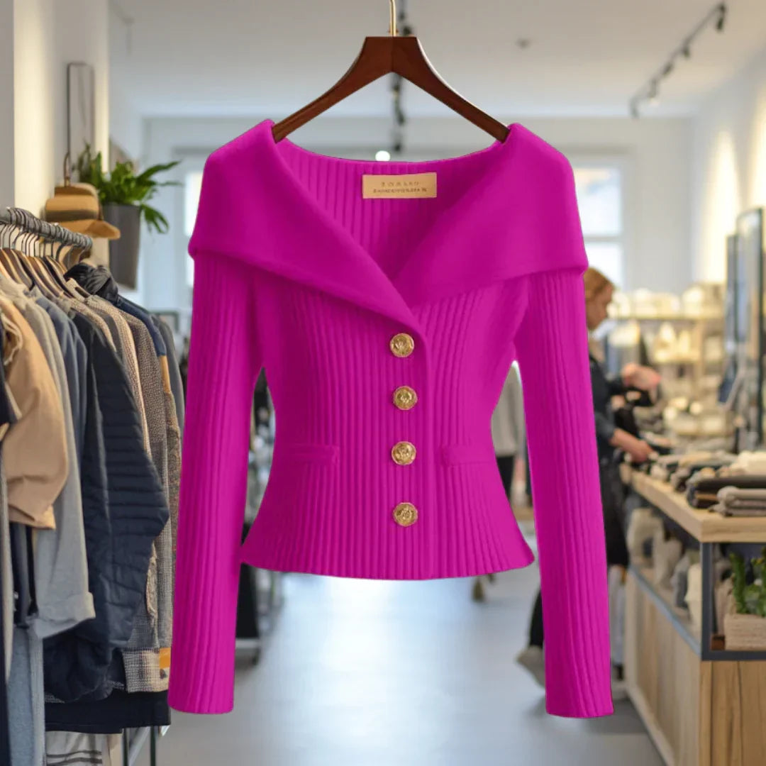 Wide Collar Button-Down Cardigan