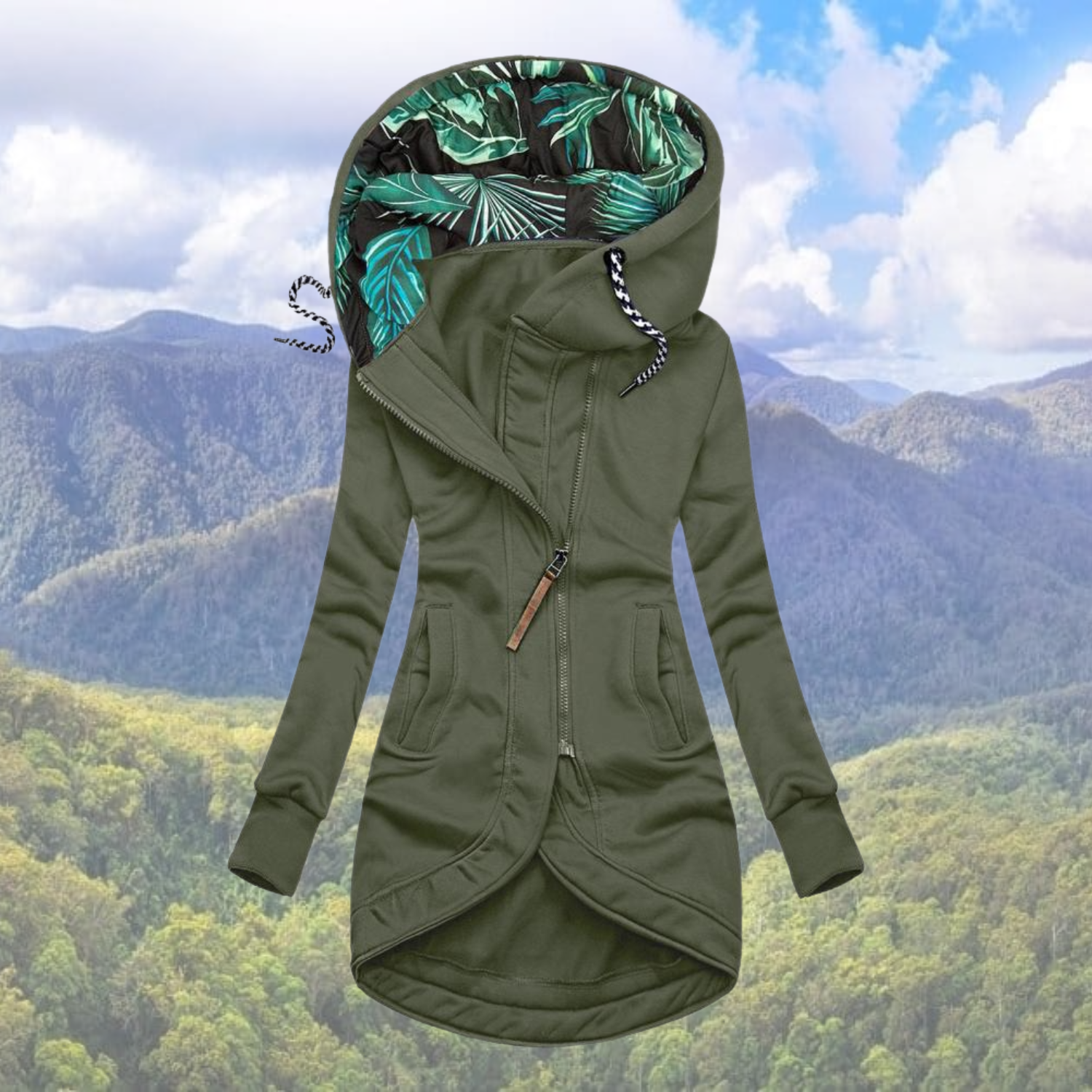 Hooded Zip-Front Cardigan