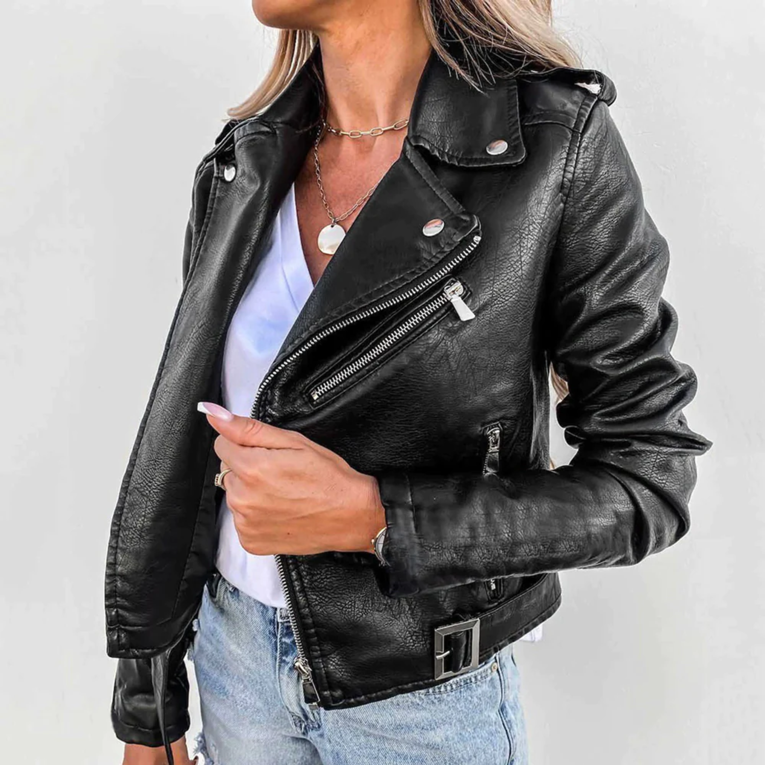 Zip-Up Biker Jacket