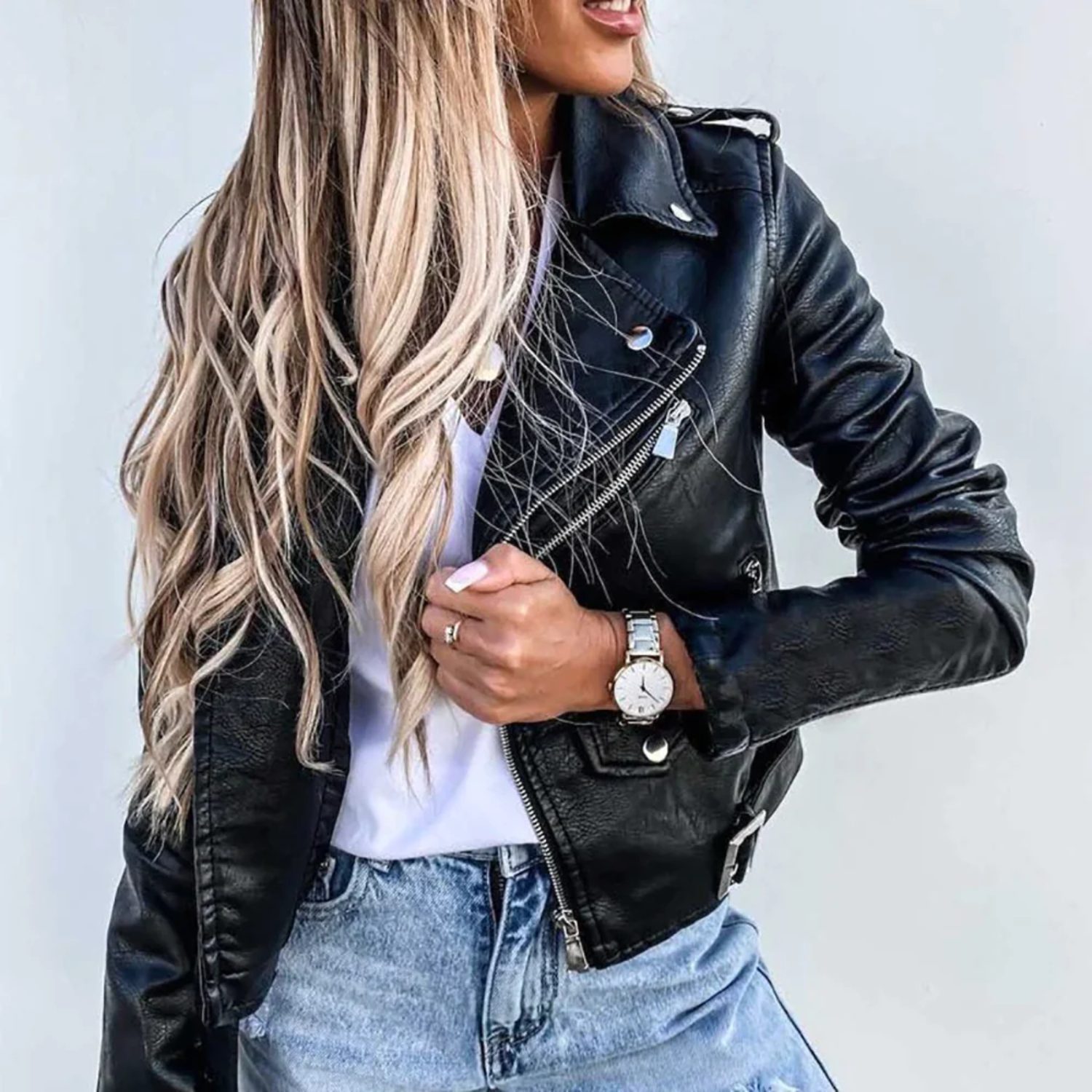 Zip-Up Biker Jacket