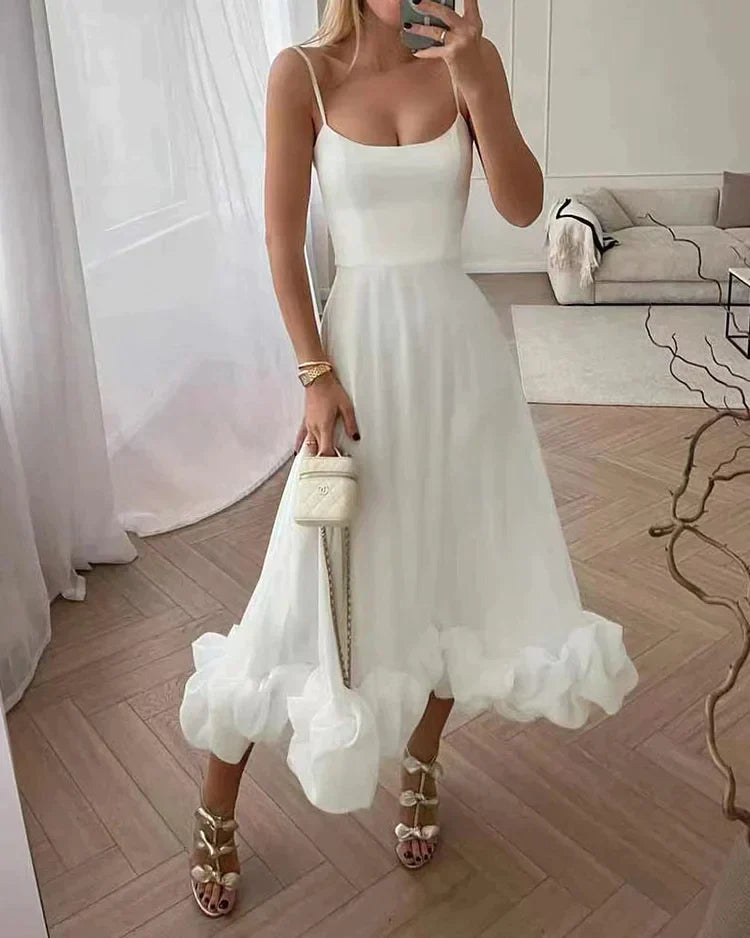 A-Line Lila Dress With Volants-Elegance and Femininity