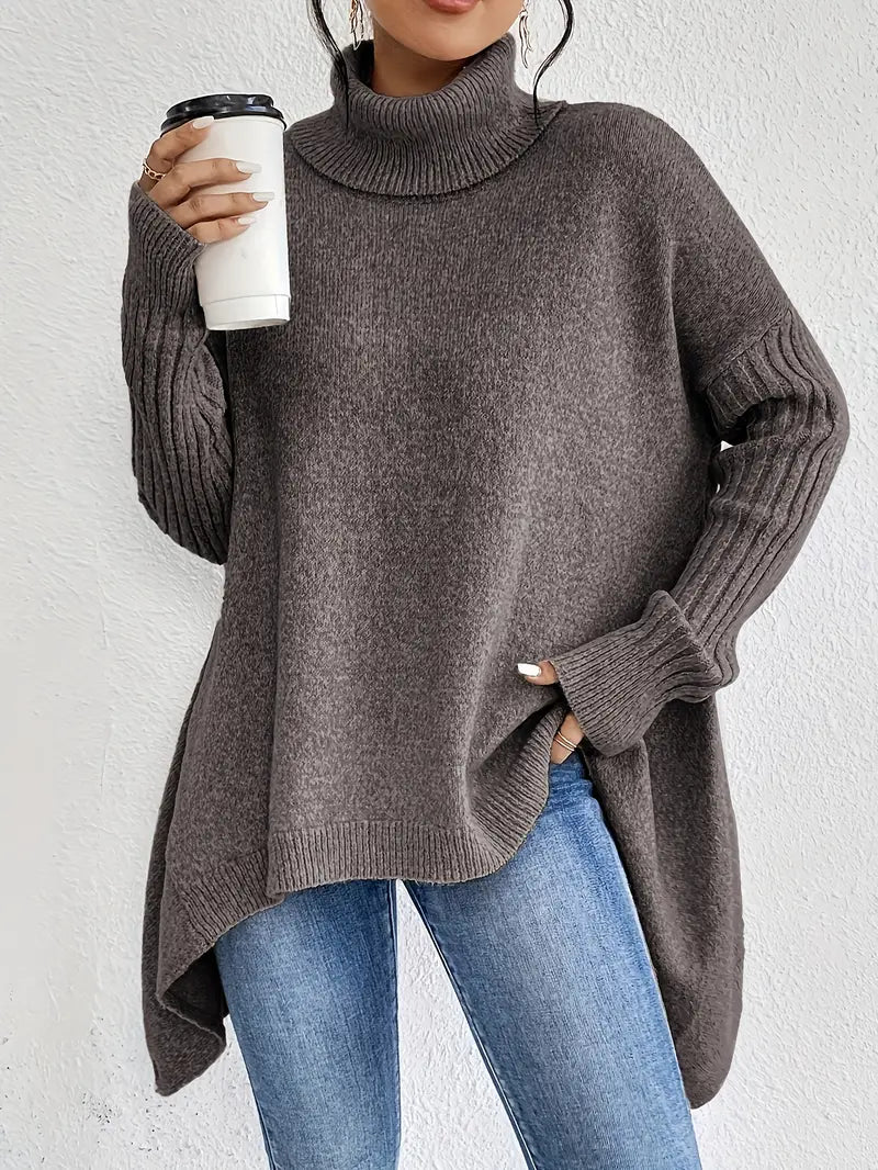 Long Ribbed Turtleneck Sweater