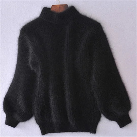 Angora Blend Solid Knit Sweater