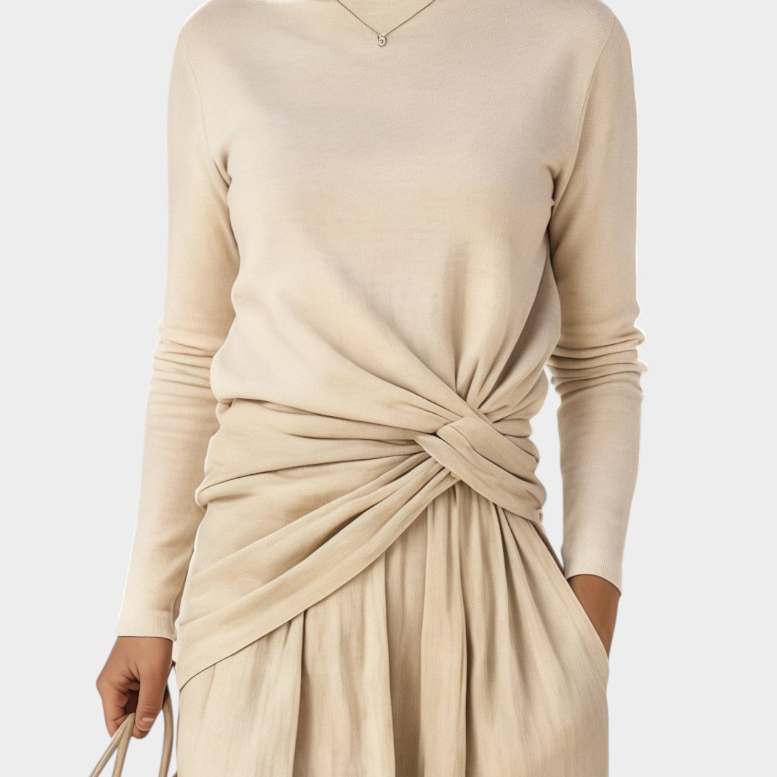 Twist-Waist Wide-Leg Two-Piece Set