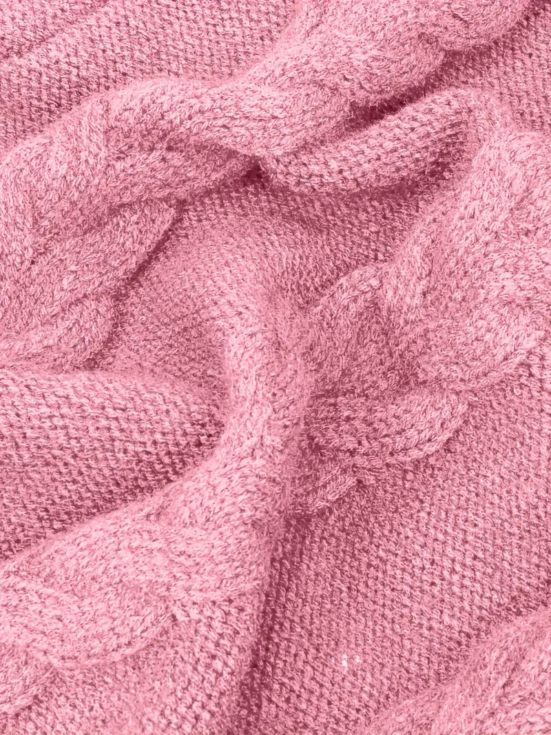 Chunky Cable Knit Turtleneck Dress
