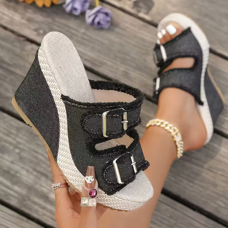 Fray Edge Wedge Sandals