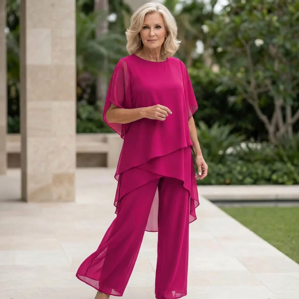 Delphine — Draped Palazzo Suit Set