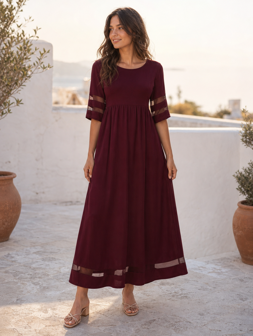 Delymarina elegant midi dress in black, full-length view