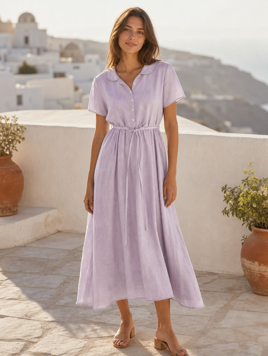 Alyszeah early spring elegant dress, full-length view