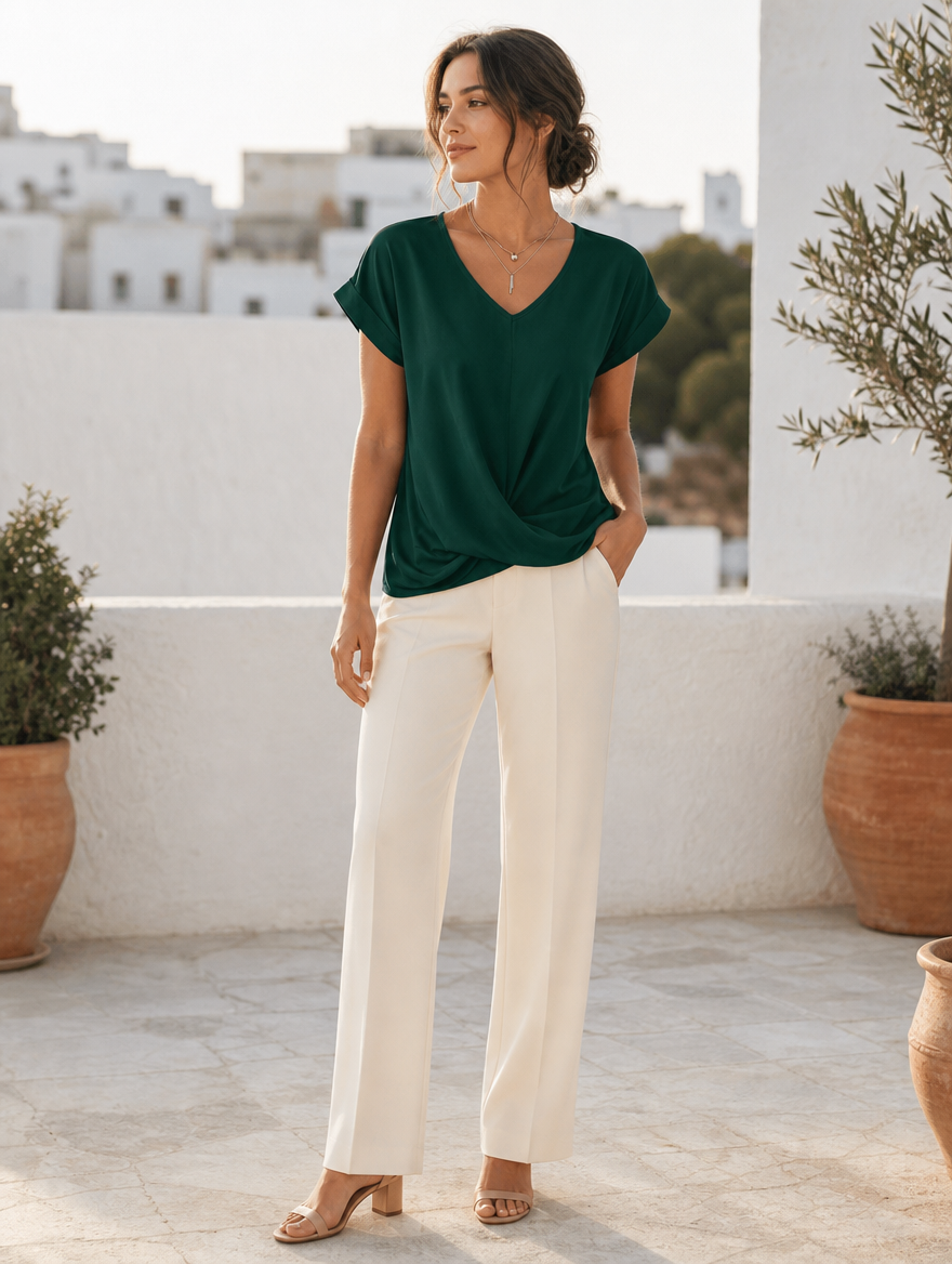 Maray perfect V-neck top, full-length view