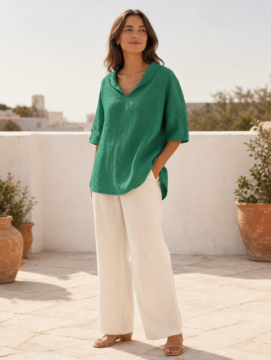 Marie coastal breeze oversized shirt, full-length view
