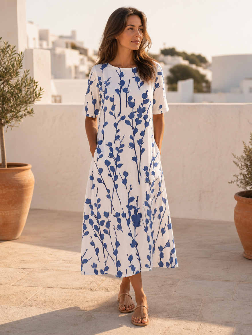Miles floral midi dress, full-length view