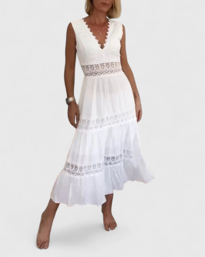 Alena — Tiered V-Neck Midi Dress