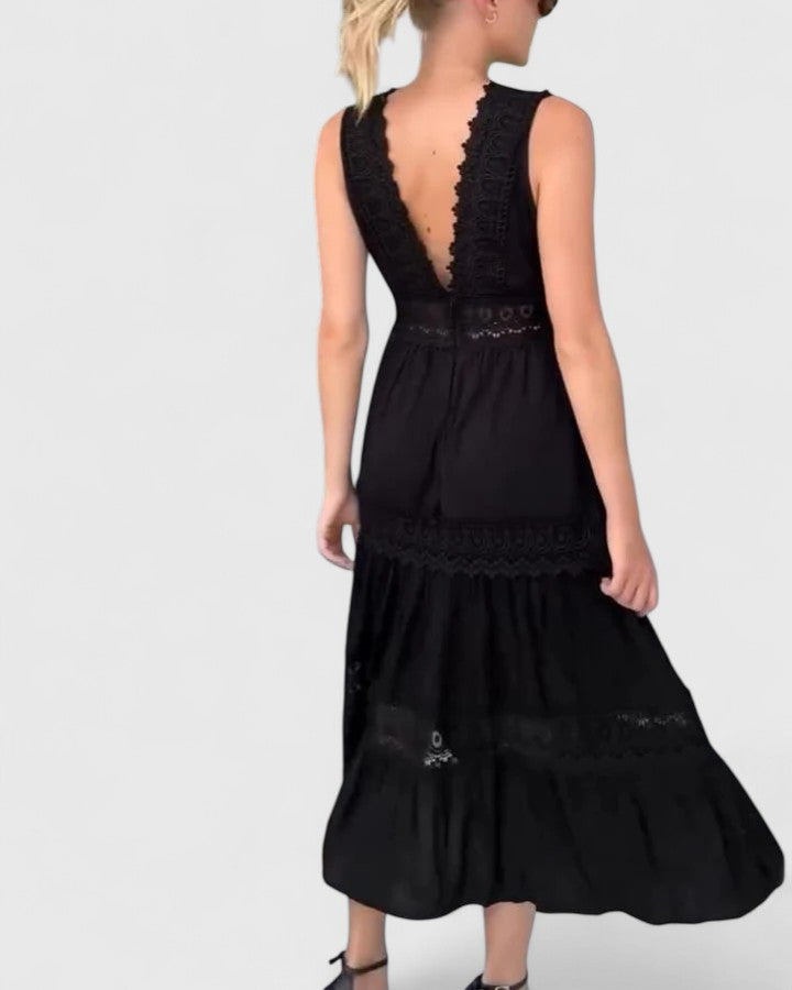 Alena — Tiered V-Neck Midi Dress