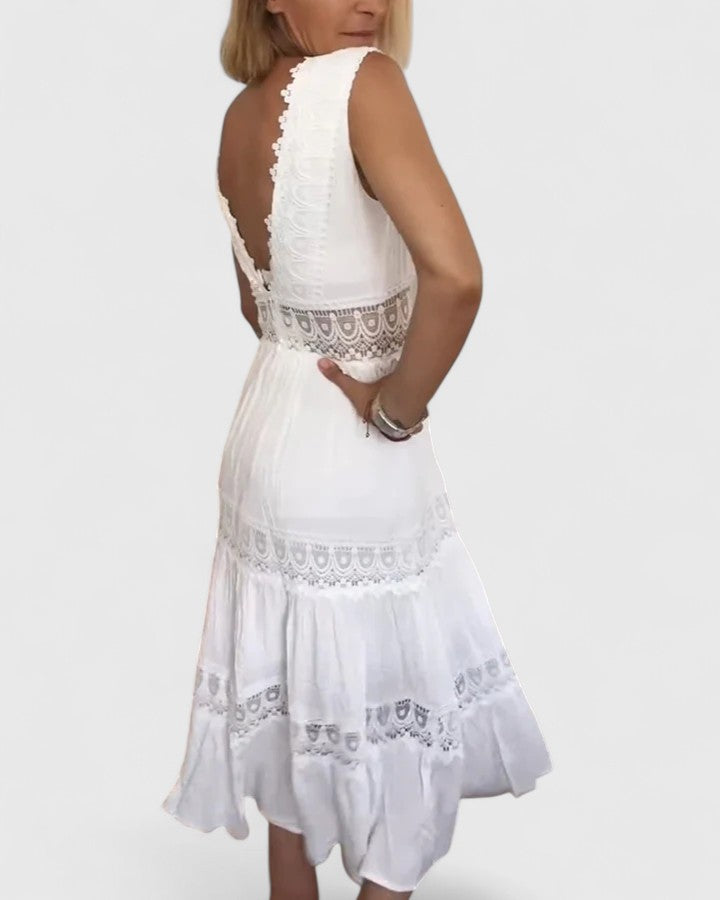 Alena — Tiered V-Neck Midi Dress