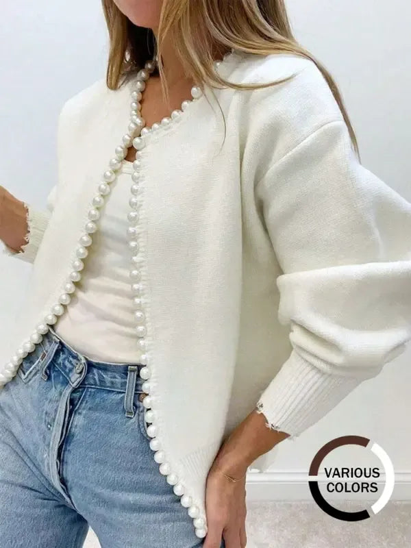 Pearl Trim Cropped Sweater