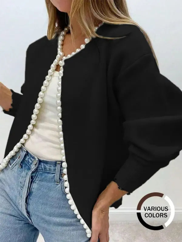 Pearl Trim Cropped Sweater