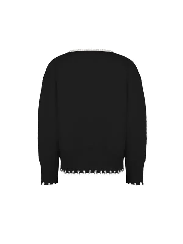 Pearl Trim Cropped Sweater