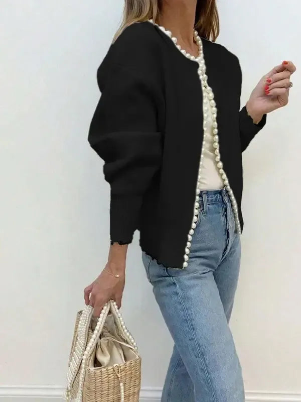 Pearl Trim Cropped Sweater