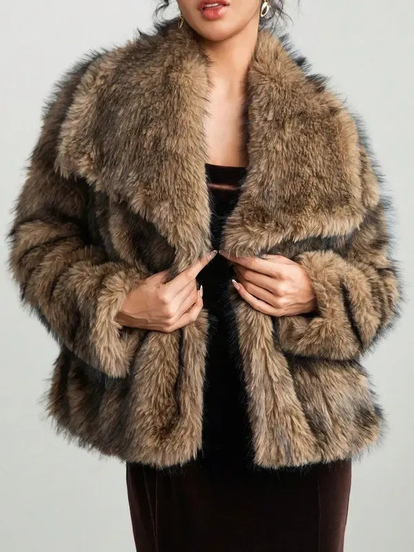 Faux Fur Collar Cropped Jacket