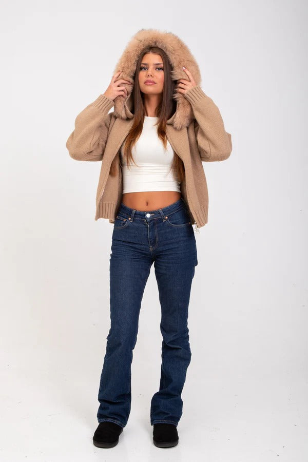 Satin Faux Fur Cropped Jacket