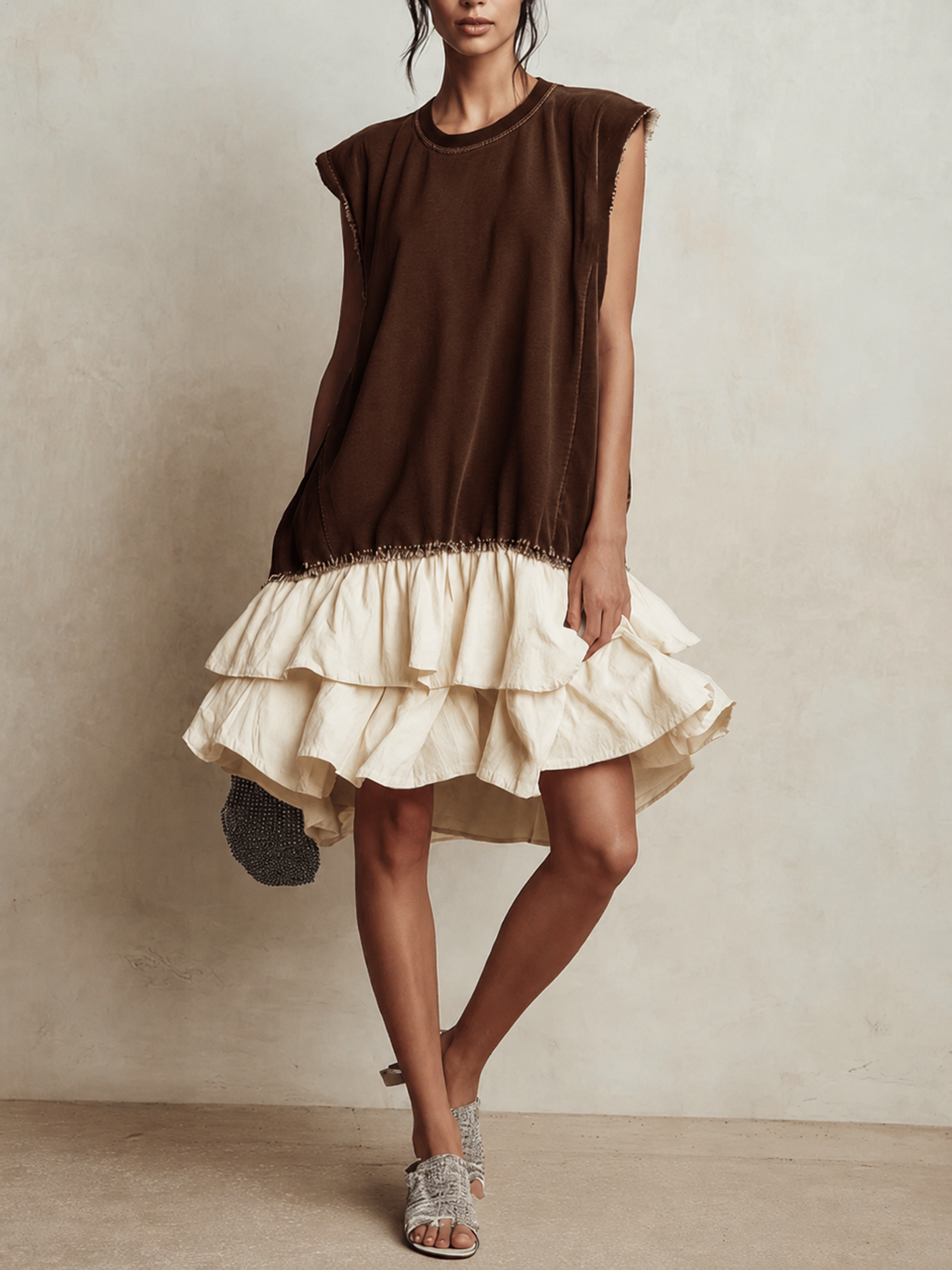Tiered Ruffle Hem Sleeveless Mini Dress