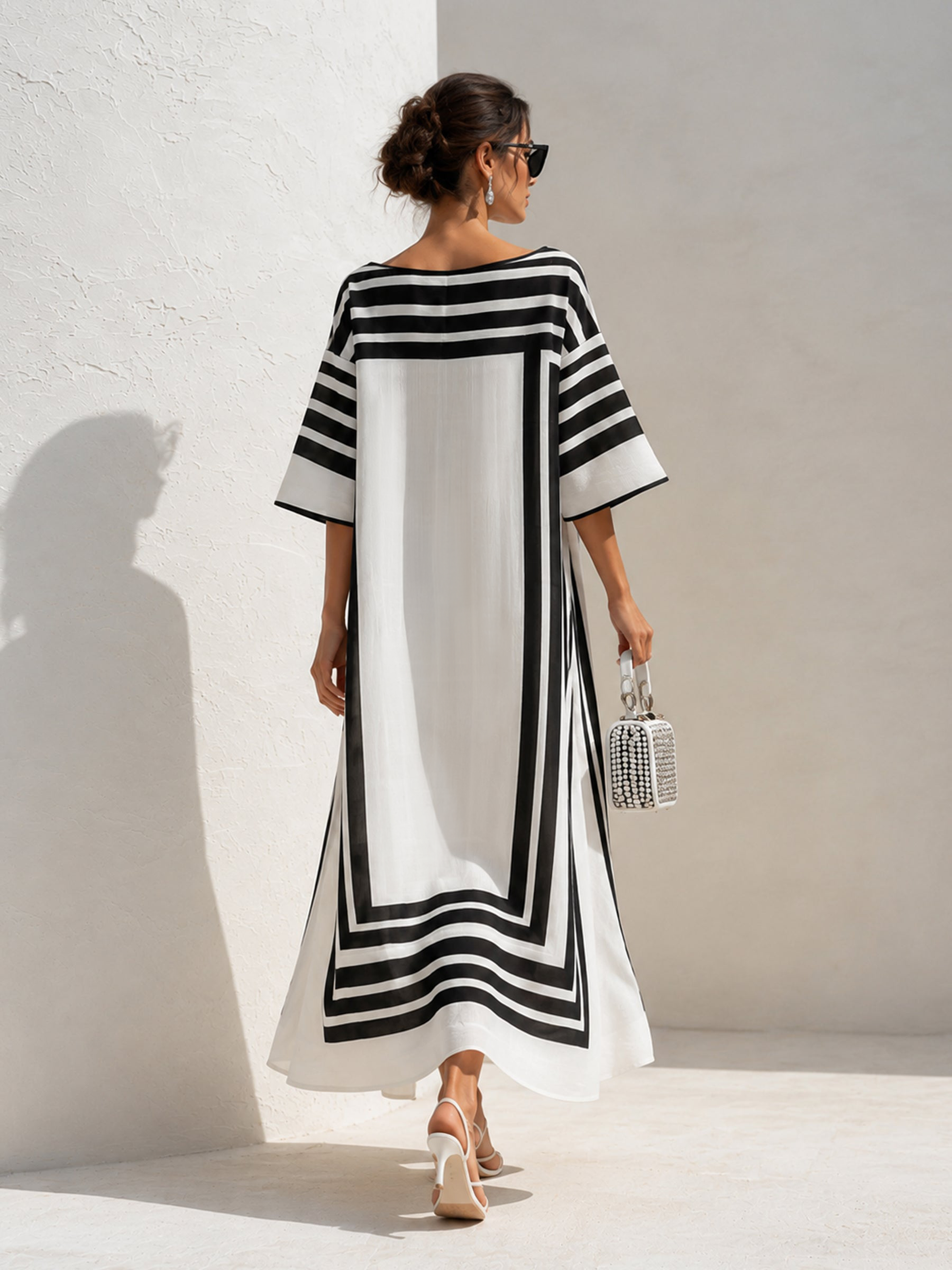 Striped Oversized Kaftan Maxi Dress
