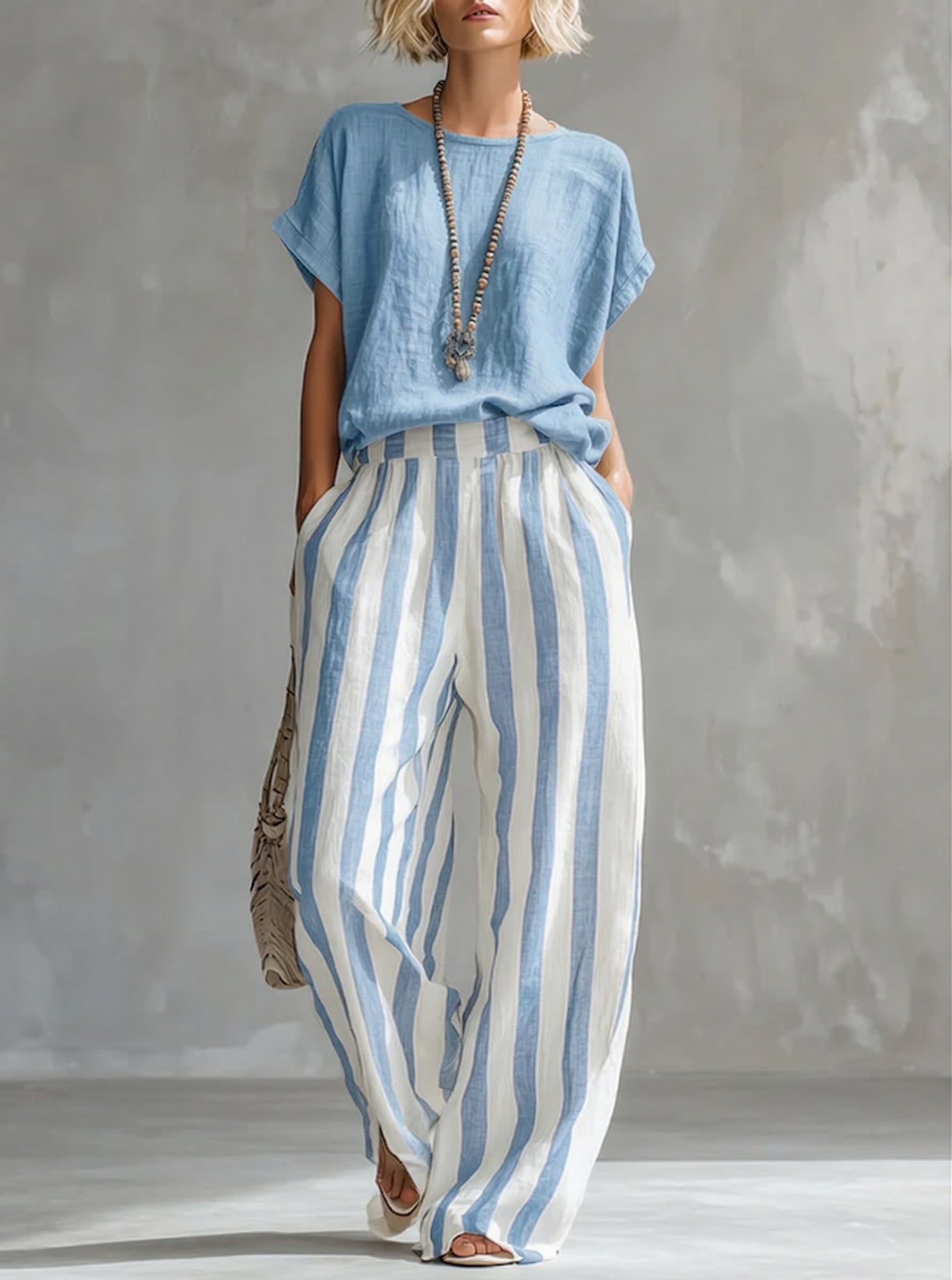 Coretta — Striped Cotton Linen Set