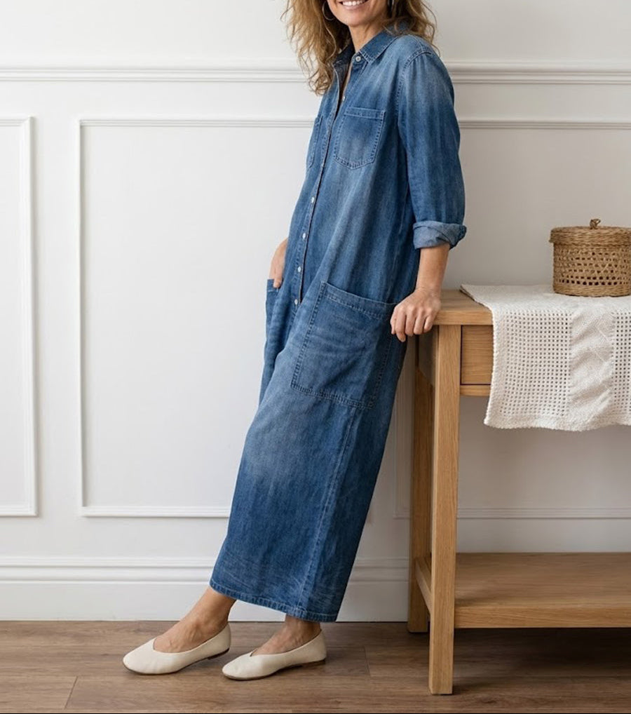 Harper - Relaxed Wide-Leg Denim Jumpsuit