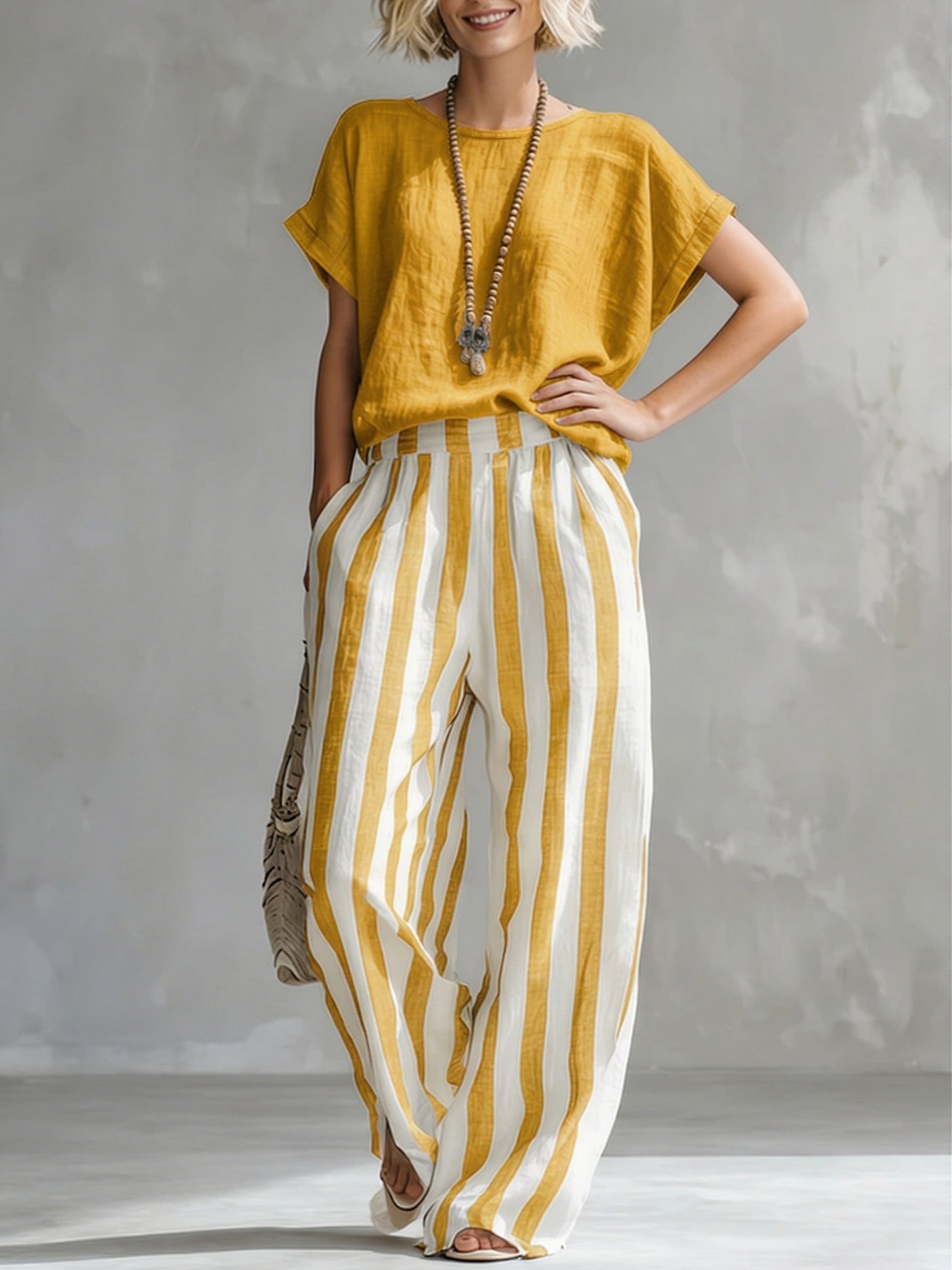 Coretta — Striped Cotton Linen Set