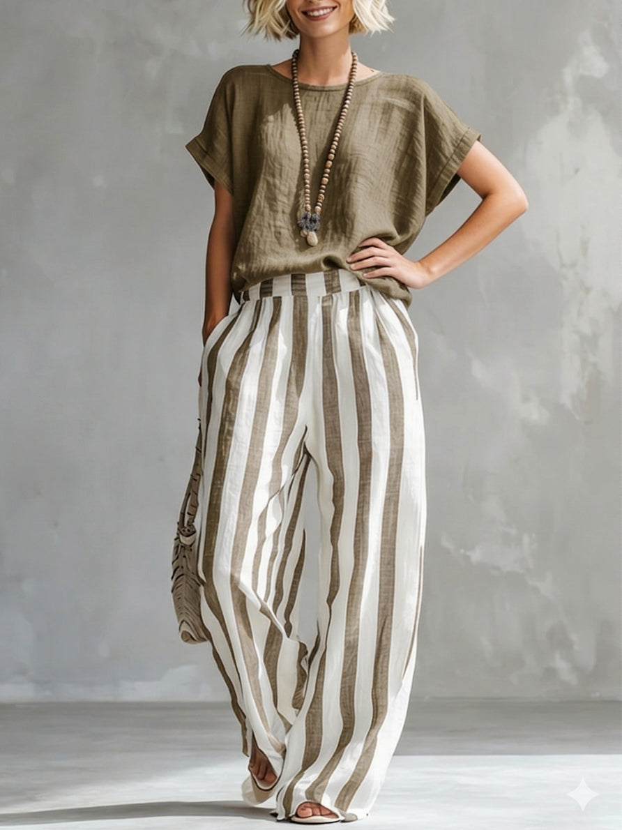 Coretta — Striped Cotton Linen Set