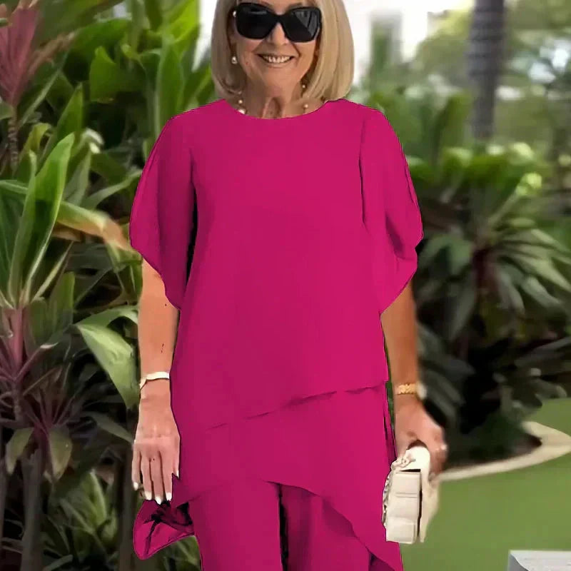 Delphine — Draped Palazzo Suit Set