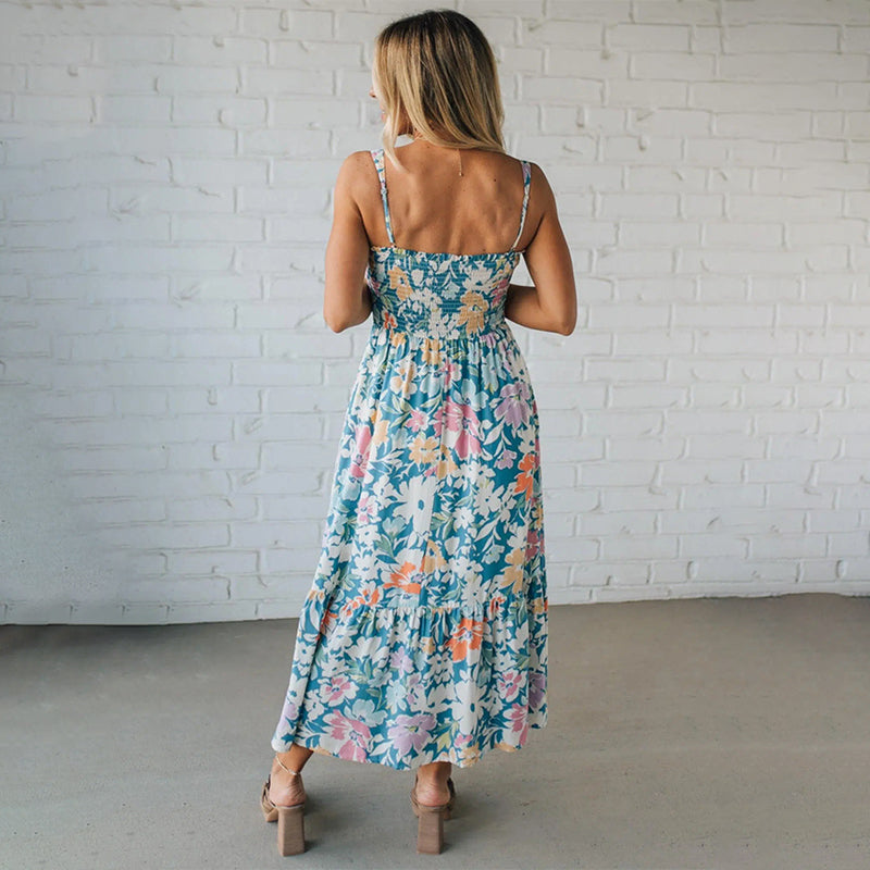 Odette — Smocked Floral Maxi Dress